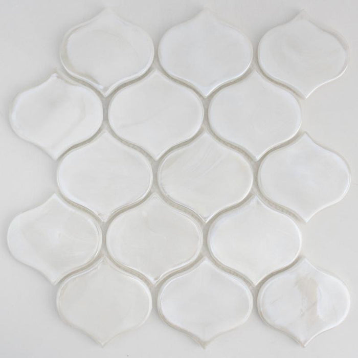 Oyster White Teardrop Glass Mosaic Tile 12x12 1