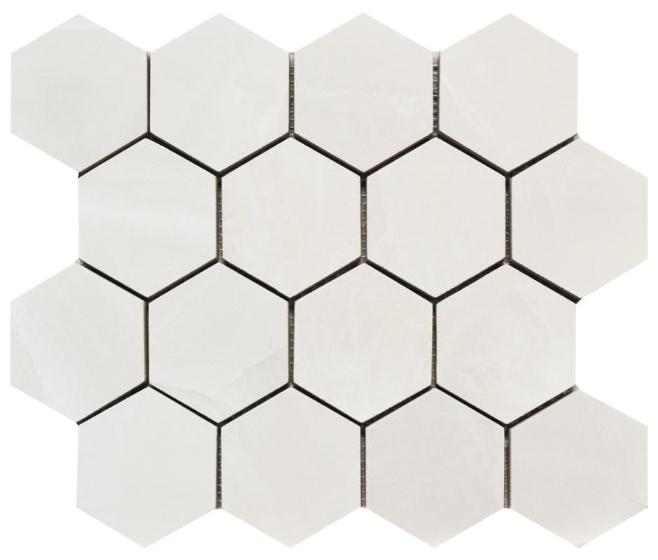Era Elegant White 3" Hex Matte Porcelain Mosaic 12x12