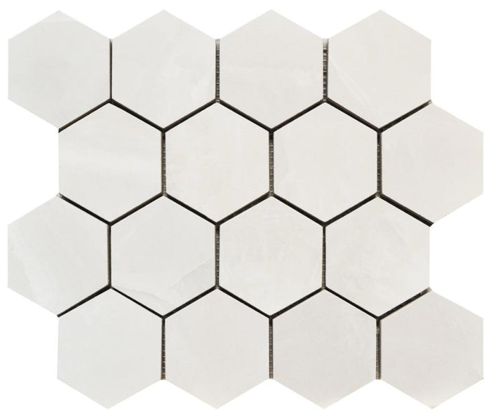 Era Elegant White 3" Hex Matte Porcelain Mosaic 12x12 1