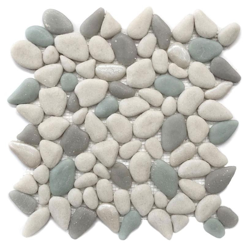Liquid Rocks Riviera Shores Glass Pebble Mosaic Tile 12x12