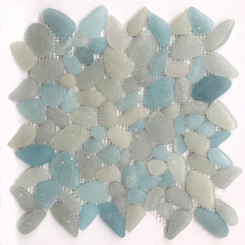Liquid Rocks Clearwater Glass Mosaic Tile 12x12 Sheet