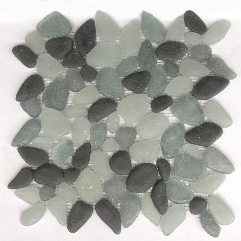 Liquid Rocks Moonstone 12x12 Glass Pebble Mosaic Tile