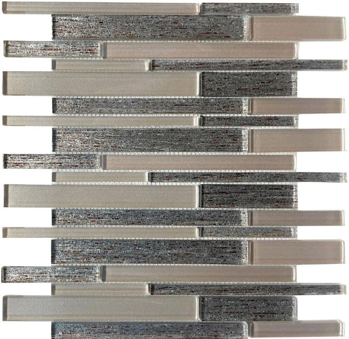 Mocha Linear Glass Mosaic Tile 12x12 Sheet 1