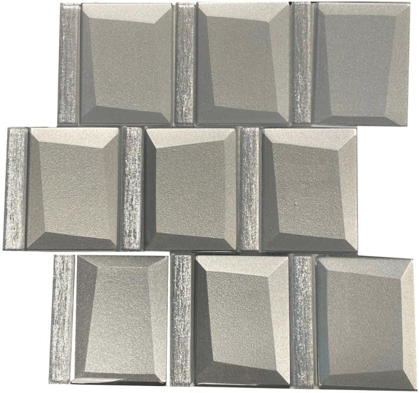 Grey Glitz 3D Square Glass Mosaic Tile 12x12 Sheet