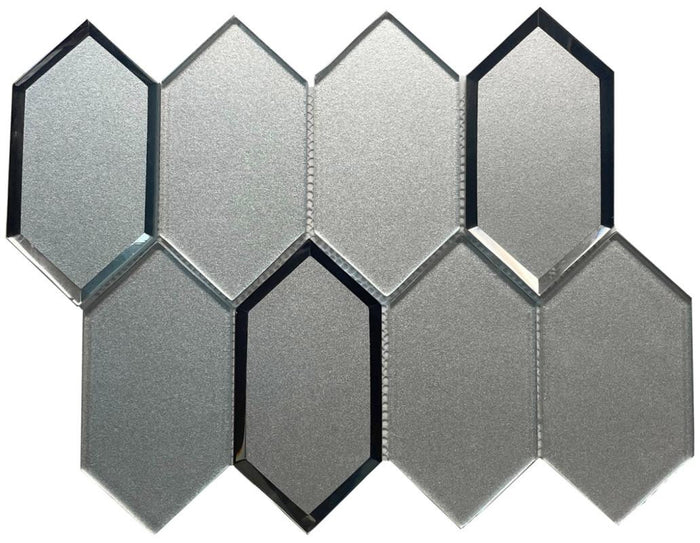 Silk White Hex Mirror Glass Mosaic Tile 12x12 Sheet 1
