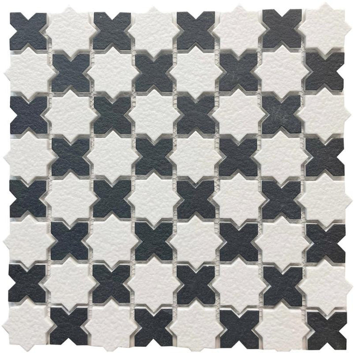 Black and White Checkerboard Glass Mosaic Tile 12x12 Sheet 1