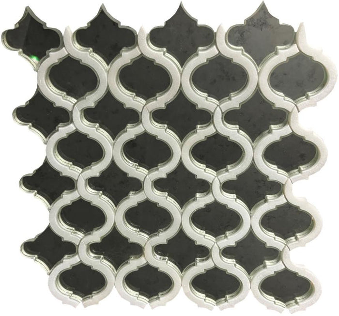 Antique Moroccan Mirror and Marble Mosaic Tile 12x12 Sheet 1