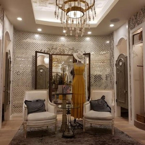 Antique Moroccan Mirror and Marble Mosaic Tile 12x12 Sheet