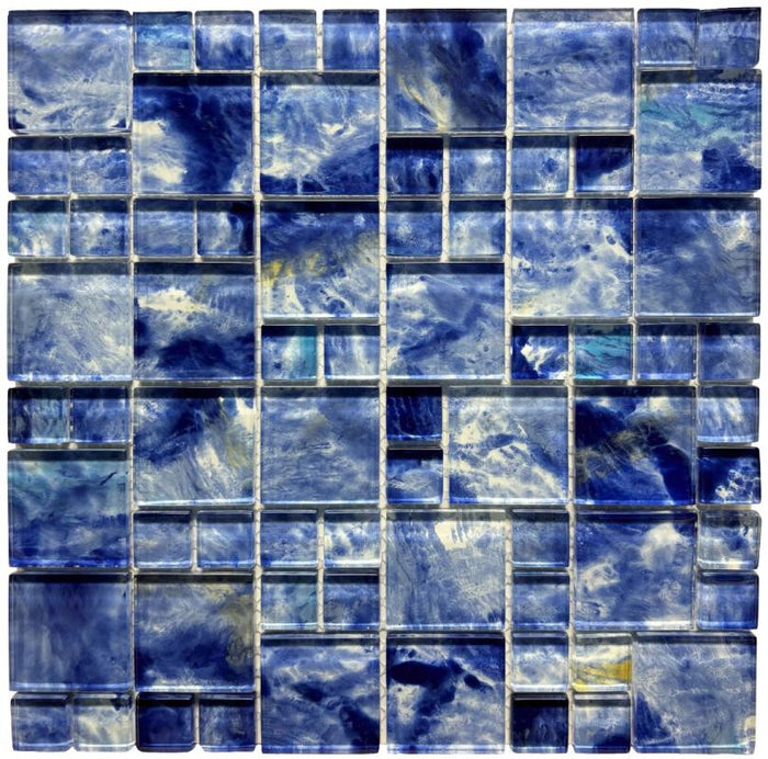 Abstract Ocean Glass Mosaic Tile 12x12 Sheet 1