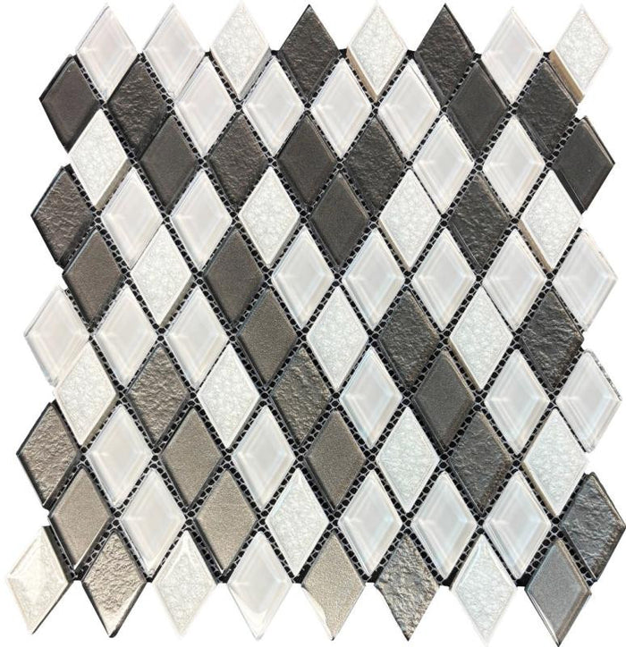 Glacier White Diamond Glass Mosaic Tile 11x12 Sheet 1