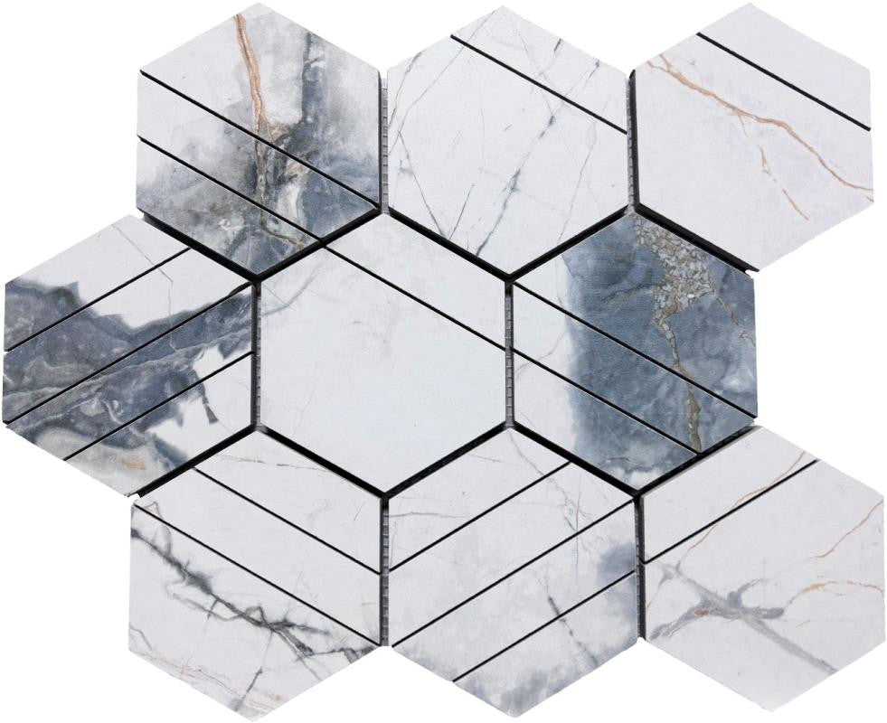 Pietra Milano Craft 4" Hex Porcelain Mosaic Tile 12x12