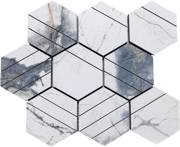 Pietra Milano Craft 4" Hex Porcelain Mosaic Tile 12x12 1