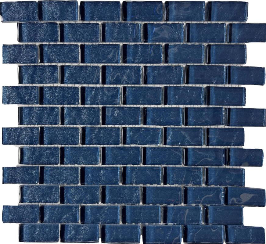 Glint Blue Grey 1x2 Glass Mosaic Tile 12x12 Sheet