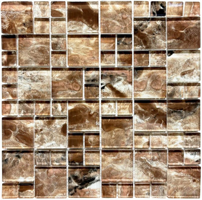 Abstract Earth Glass Mosaic Tile 12x12 Sheet 1