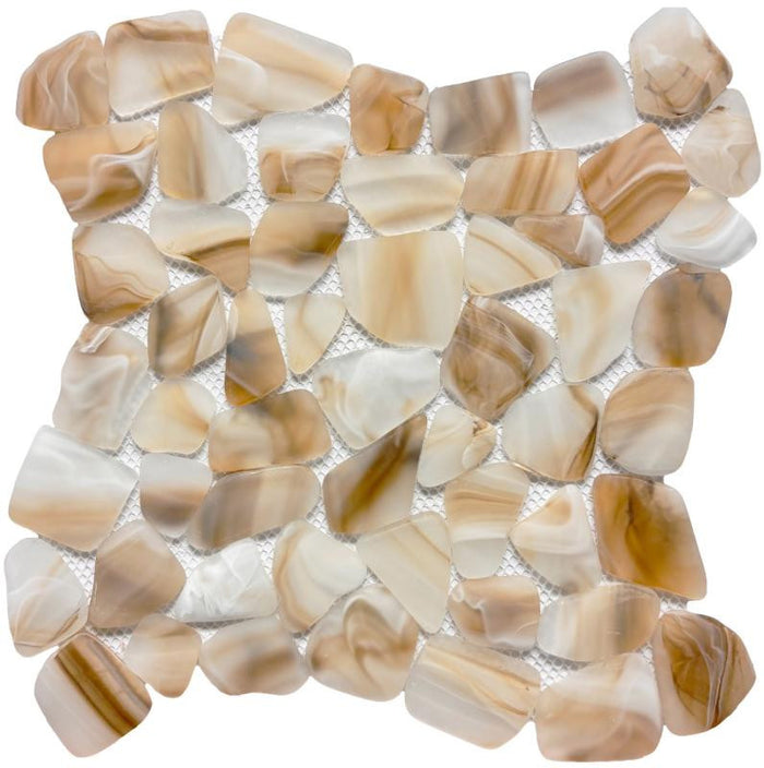Tortoise Shell Pebble Glass Mosaic Tile 12x12 Sheet 1