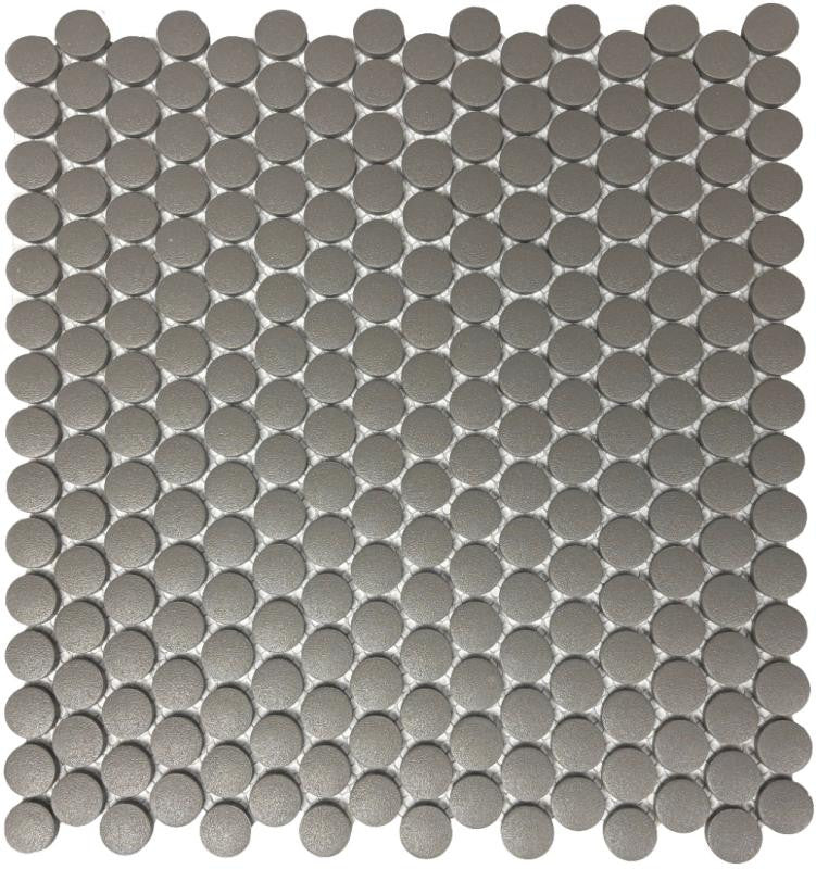 Graphite 1" Penny Round Porcelain Mosaic Tile 12x12 Sheet