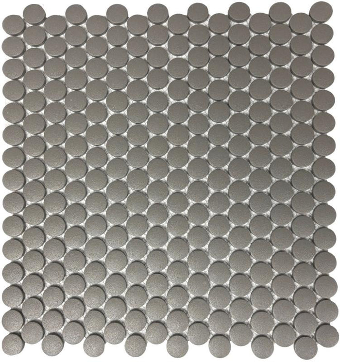 Graphite 1" Penny Round Porcelain Mosaic Tile 12x12 Sheet 1