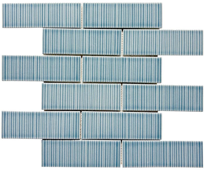 Coastal Hues Blue 2x6 Glass Mosaic Tile 12x12 Sheet 1