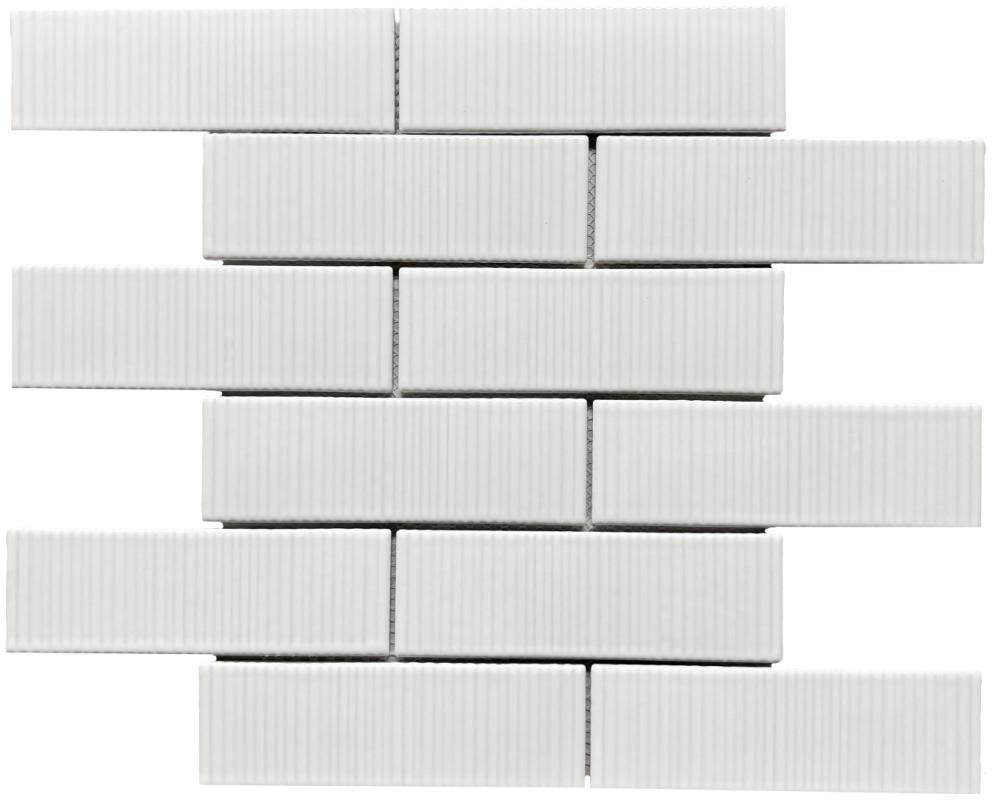 Coastal Hues White 2x6 Glass Mosaic Tile 12x12 Sheet