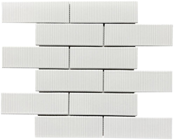 Coastal Hues White 2x6 Glass Mosaic Tile 12x12 Sheet 1