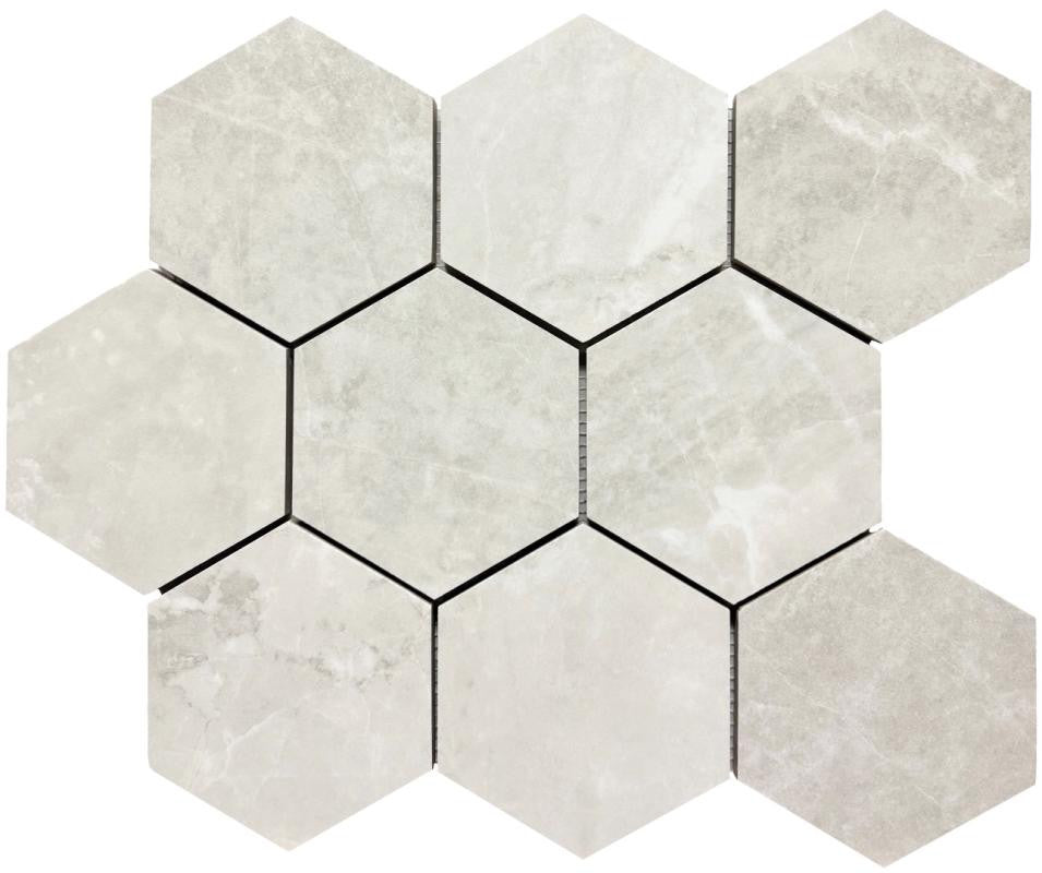 Arezzo Perla 4" Hex Porcelain Mosaic Tile 12x14 Sheet