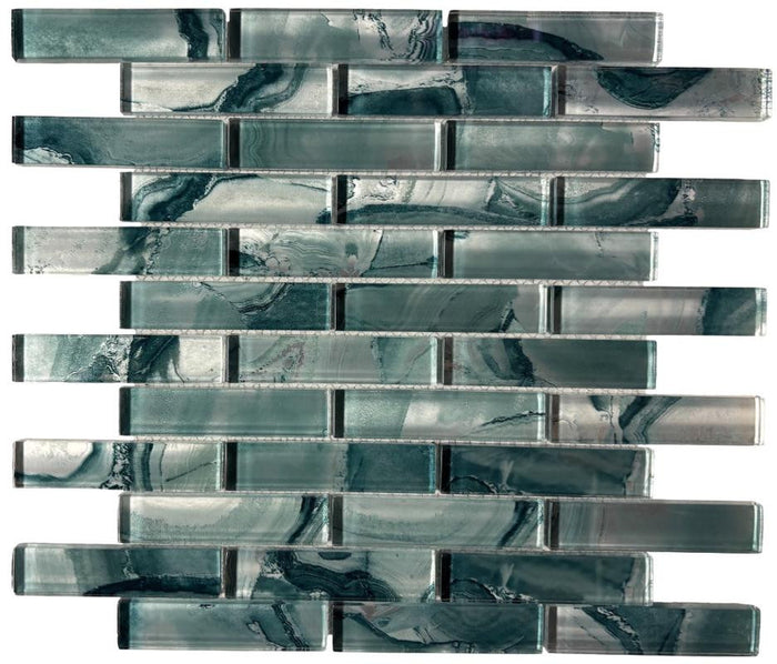 Teal Linear Glass Mosaic Tile 2