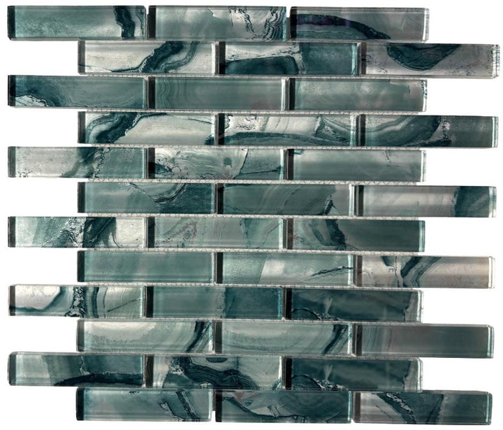 Teal Linear Glass Mosaic Tile
