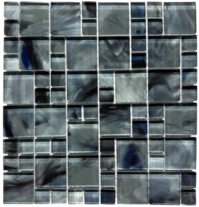 Deep Sea Brush Puzzle Glass Mosaic Tile 12x12 Sheet