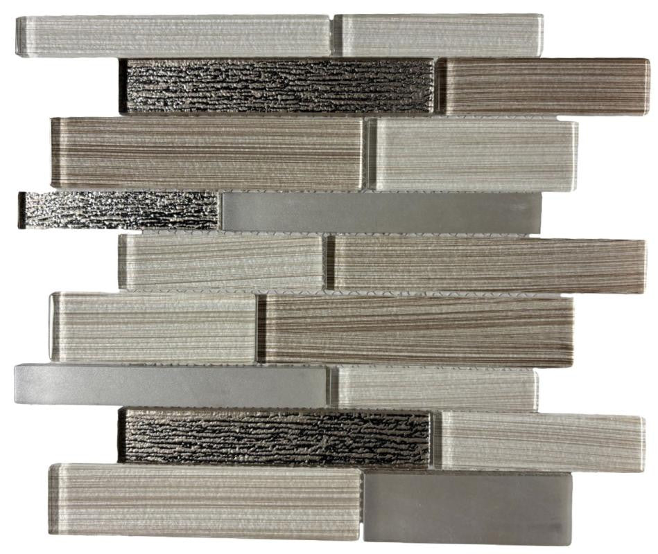 Warm Jewel Linear Blend Glass Mosaic Tile 12x12 Sheet