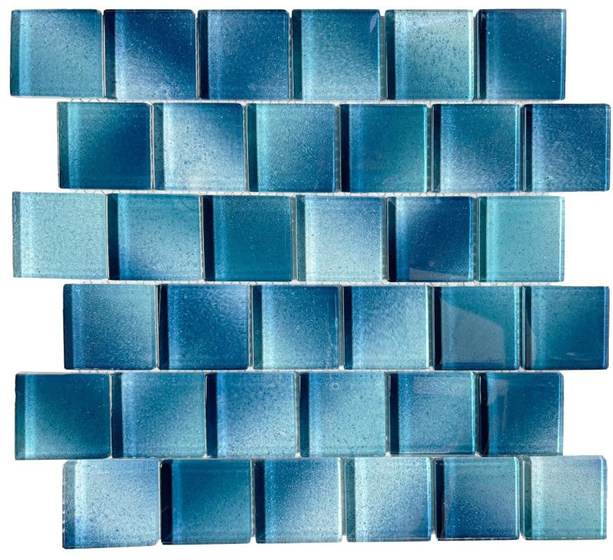 Aqua Sparkle 2x2 Glass Mosaic Tile 12x12 Sheet
