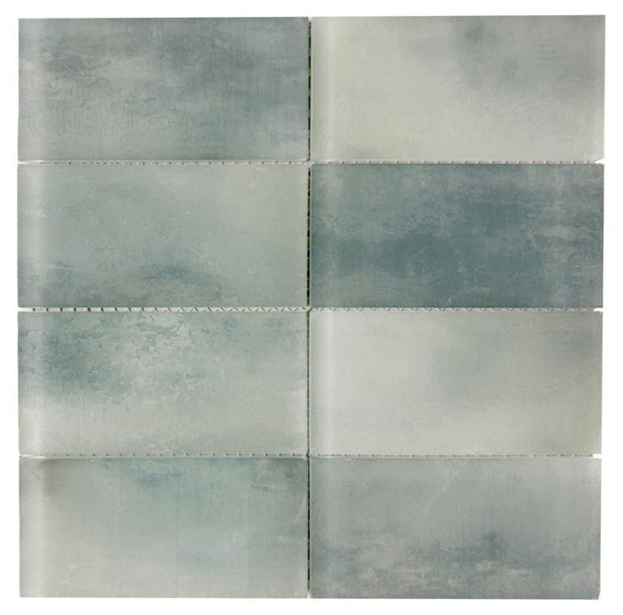 Seafoam Mist 3x6 Glass Mosaic Tile 12x12 Sheet 1