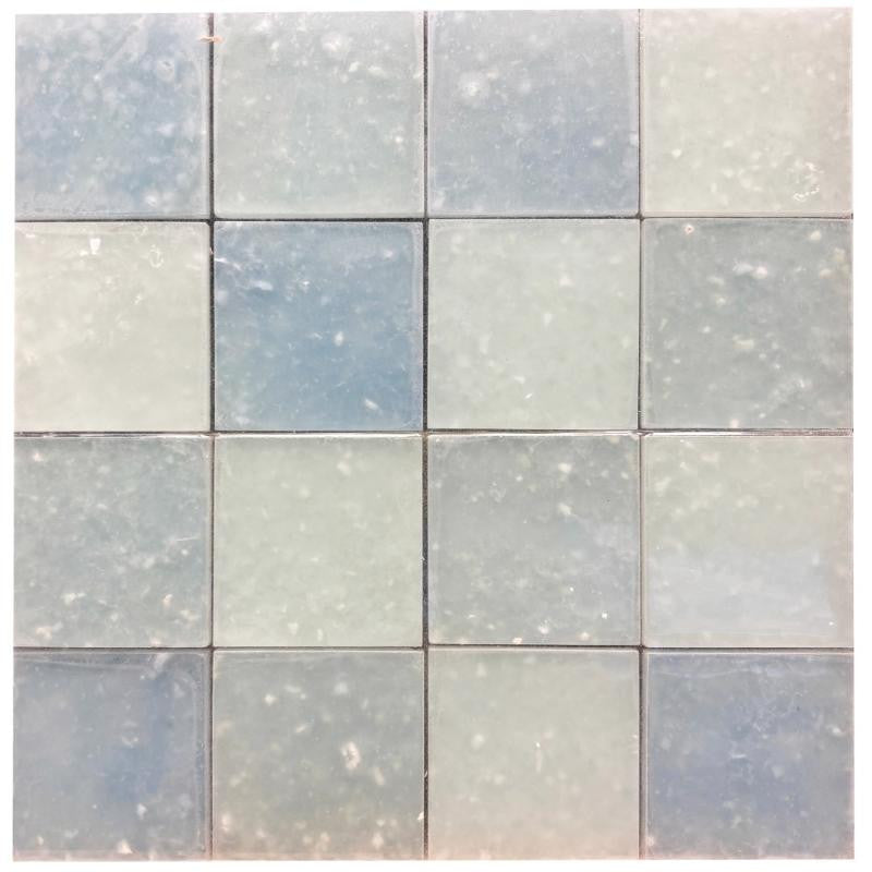 LiquidGlass Caribbean 3.5x3.5 Frosted Glass Mosaic Tile