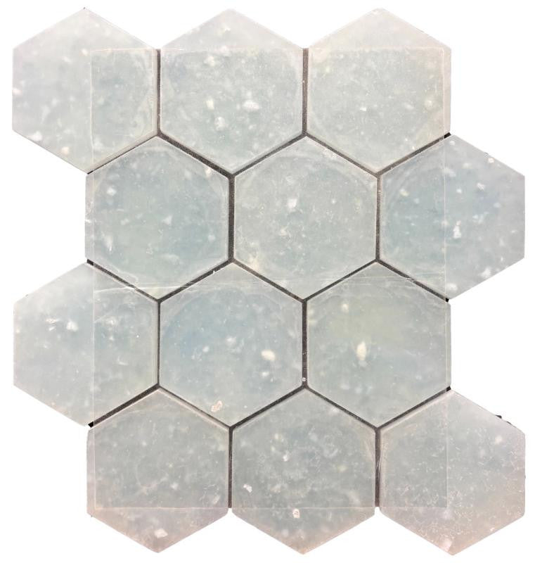 LiquidGlass Atlantic Hex 14x14 Frosted Glass Mosaic Tile