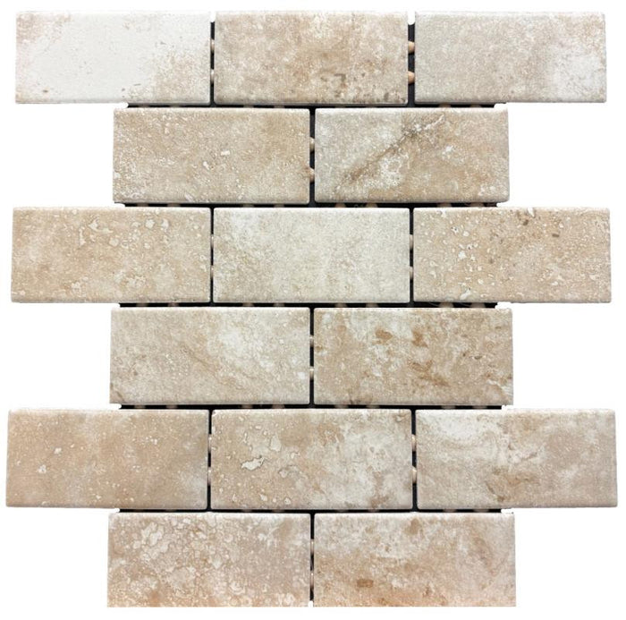 Esta Villa Terrace Beige 2x4 Matte Porcelain Mosaic 12x12 1
