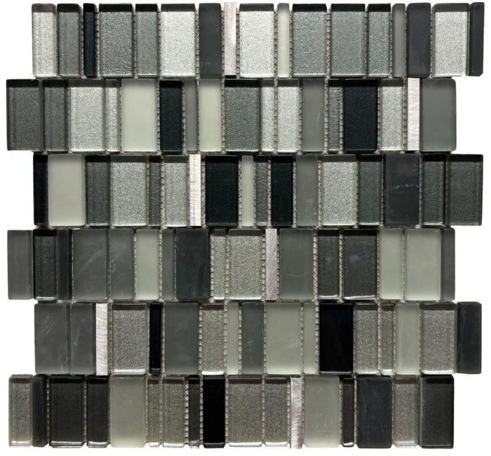 Meteor Nickel Random Glass and Metal Mosaic Tile 12x12 Sheet 1