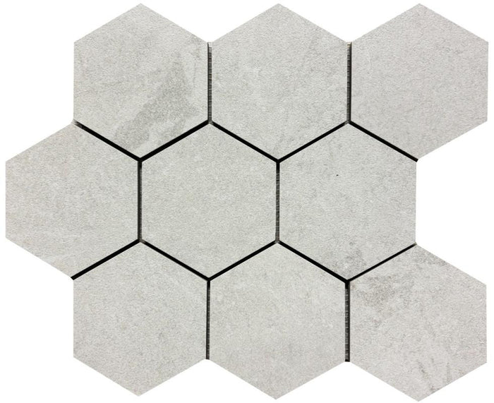 Constanza White 4" Hex Porcelain Mosaic Tile 11x14 Sheet 1
