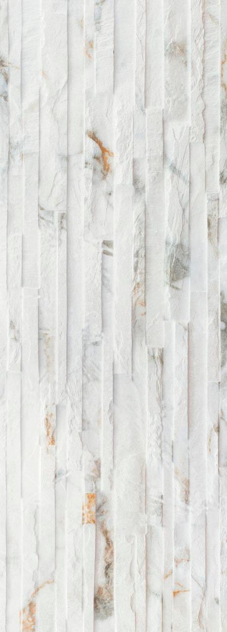 Thuy Blanco 3D Textured Ledger Look 13x36 Porcelain Wall Tile