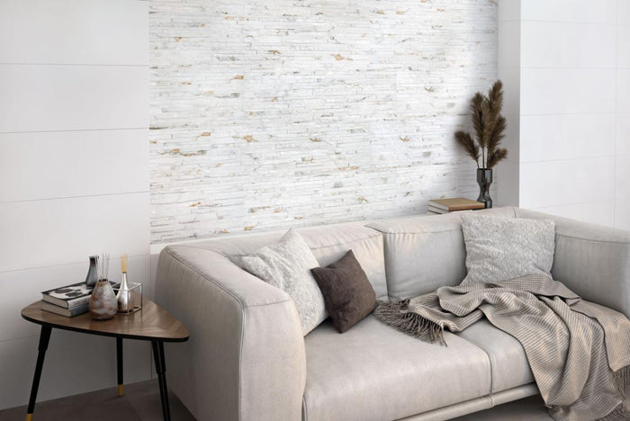 Thuy Blanco 13x36 3D Ledger Look Porcelain Wall Tile 2