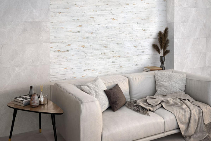 Thuy Blanco 13x36 3D Ledger Look Porcelain Wall Tile 3