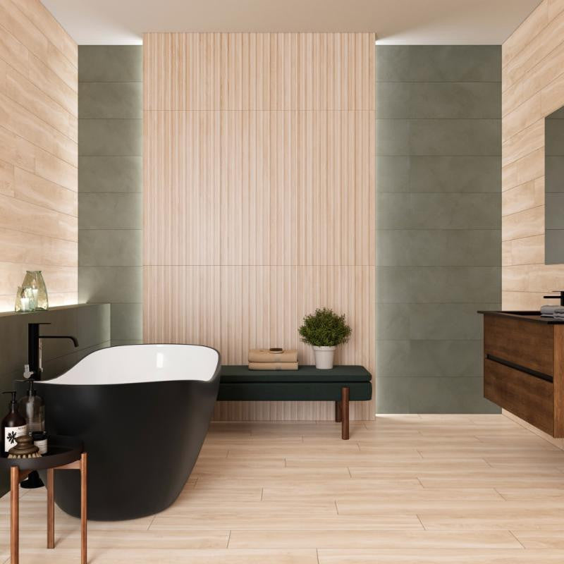 Helsinki RLV Haya 24x48 Fluted Wood Look Porcelain Wall Tile