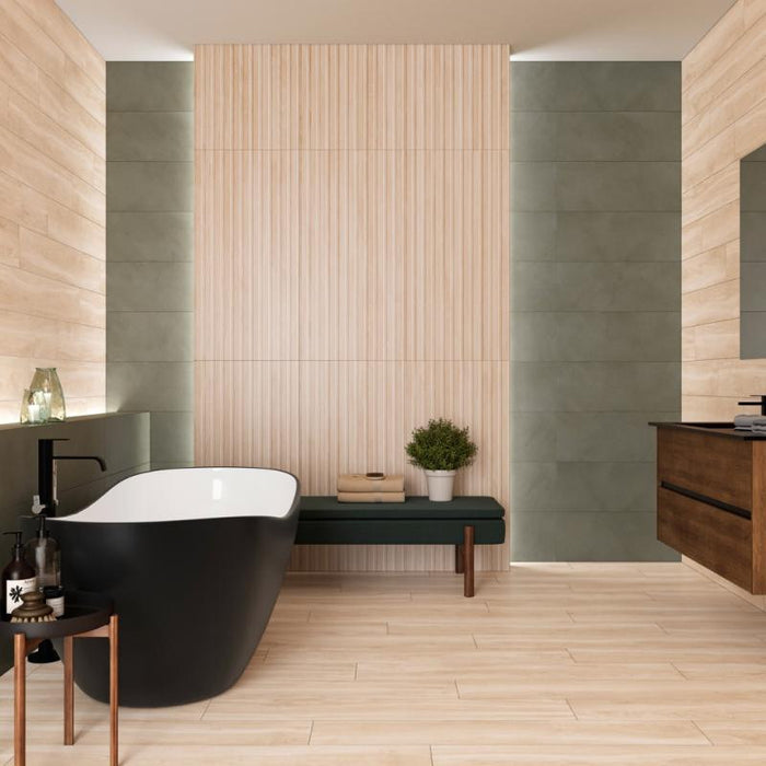 Helsinki RLV Haya 24x48 Fluted Wood Look Porcelain Wall Tile 4