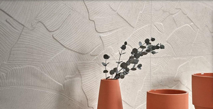 Verona Botania White Leaf Deco 12x40 Ceramic Wall Tile 3