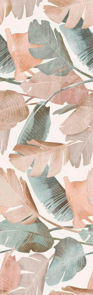 Enya Leaves White 12x40 Ceramic Wall Tile