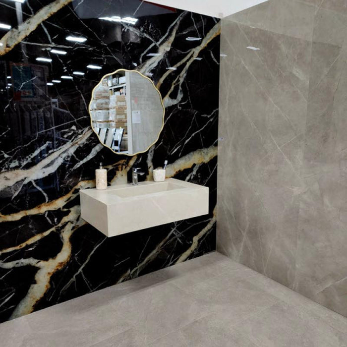 Marmoteca Golden Carbon 48x110 Polished Marble Look Porcelain Panel Porcelain Tile 3
