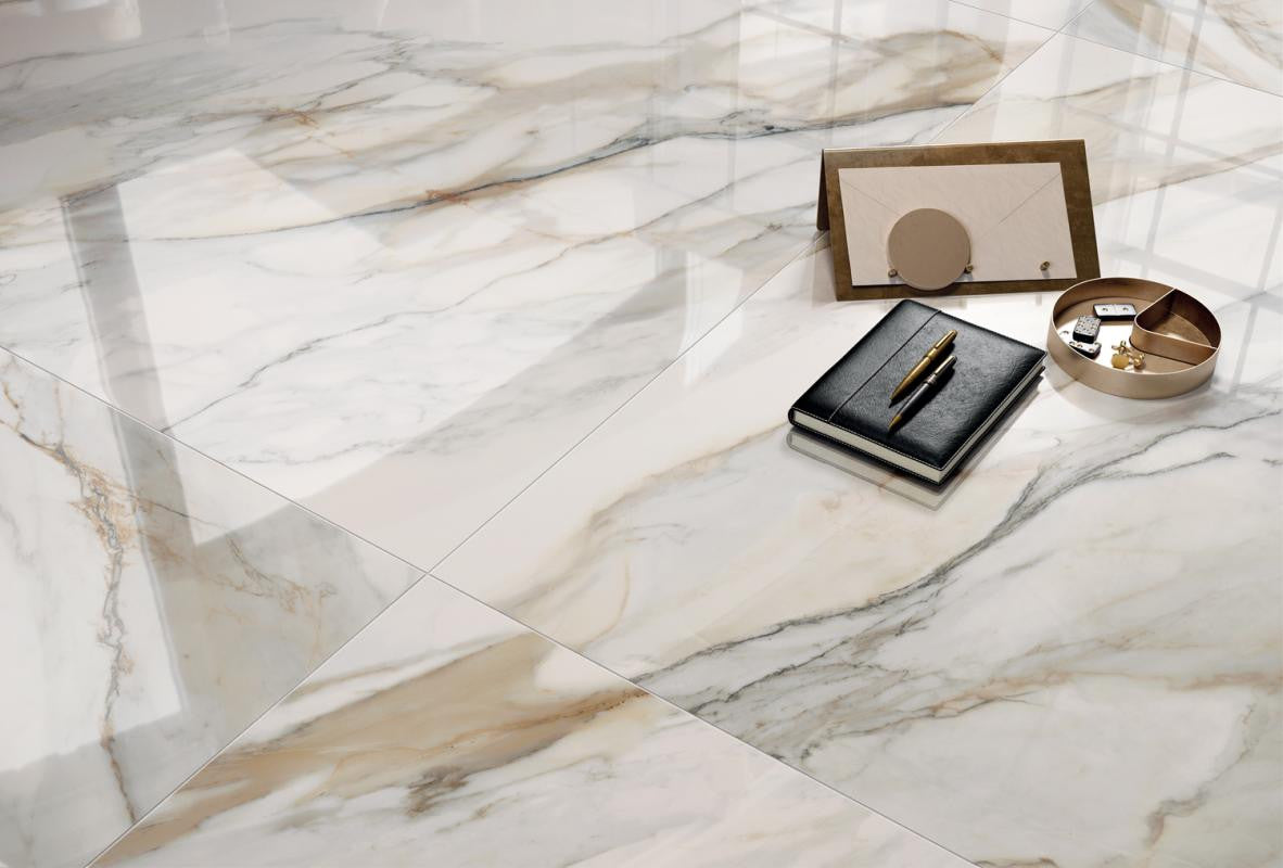 Perpetual Venato Gold Polished 48x109 Marble Look Porcelain Slab