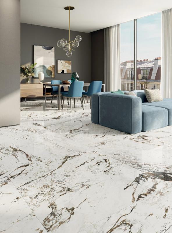 Perpetual Breccia Warm Polished 48x109 Marble Look Porcelain Slab