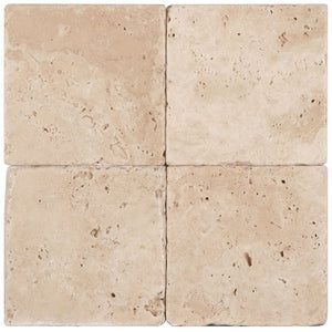 Classic Premium Travertine Tumbled 4x4 Wall Tile