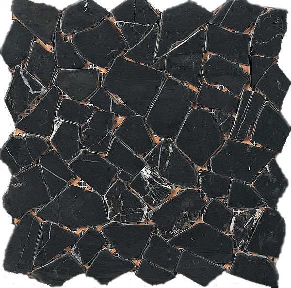 Marmol Nero Marquina Marble Mosaic Tile 12x12 Sheet