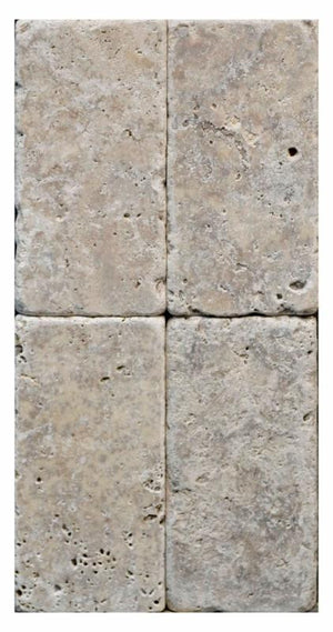 Silver Travertine Tumbled 3x6 Subway Tile
