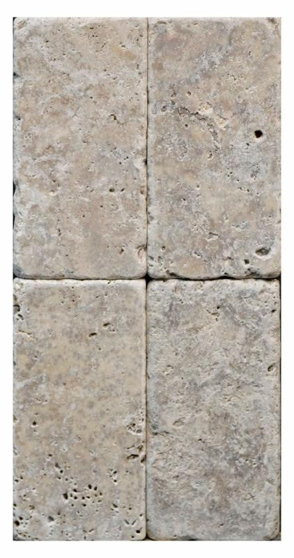 Silver Travertine Tumbled 3x6 Subway Tile 2
